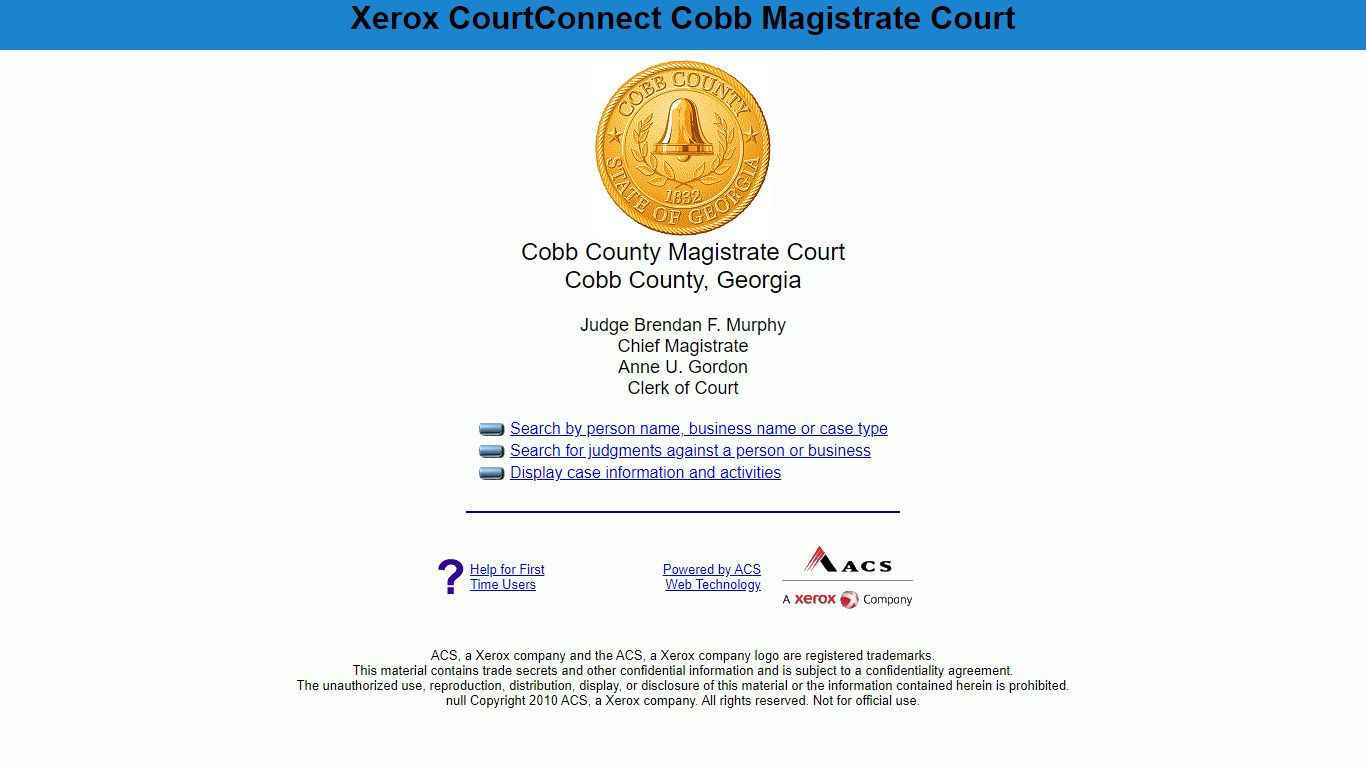 Xerox CourtConnect Cobb Magistrate Court - Cobb County, Georgia